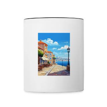 Vila Nova De Gaia Portugal Vintage Travel Poster - Contrasting Mug - white/black - Front