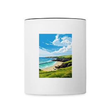 Trevaunance Cove Cornwall Affiche de voyage Vintage - Mug contrasté - blanc/noir - Devant