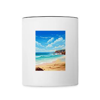 Porthcurno Beach Cornwall Vintage Reiseposter - Tasse zweifarbig - Weiß/Schwarz - Vorne
