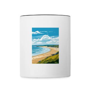 Portstewart Strand Ireland Vintage Travel Poster - Contrasting Mug - white/black - Front