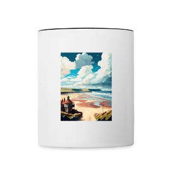 Saltburn au bord de la mer Angleterre Vintage voyage affiche - Mug contrasté - blanc/noir - Devant