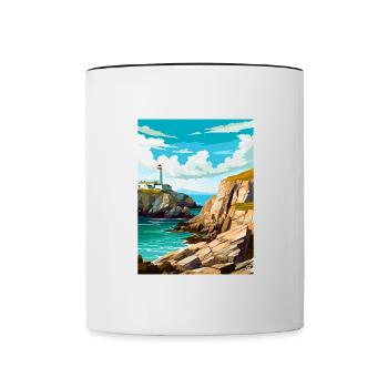 South Stack Cliffs Anglesey Vintage Reiseposter - Tasse zweifarbig - Weiß/Schwarz - Vorne