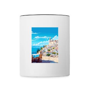 Ibiza Spanien Vintage Reiseposter WPA Souvenir - Tasse zweifarbig - Weiß/Schwarz - Vorne