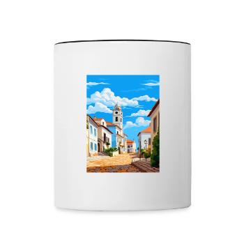 Evora Portugal Vintage Travel Poster WPA Souvenir - Contrasting Mug - white/black - Front