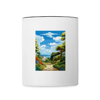 Trebah Gardens Cornwall Affiche de voyage Vintage WPA - Mug contrasté - blanc/noir - Devant
