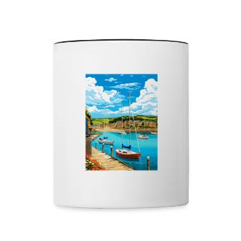 St Austell Cornwall Vintage voyage affiche Souvenir - Mug contrasté - blanc/noir - Devant