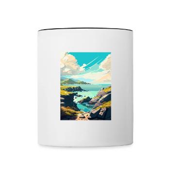 Anglesey Decoration Vintage Travel Poster Souvenir - Contrasting Mug - white/black - Front