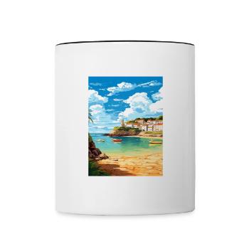 Portscatho Cornwall Vintage voyage affiche Souvenir - Mug contrasté - blanc/noir - Devant