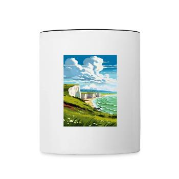 Sept sœurs Sussex Vintage voyage affiche WPA Art - Mug contrasté - blanc/noir - Devant