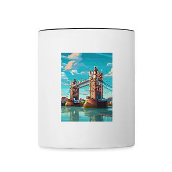 Tower Bridge England Vintage Reiseposter WPA Kunst - Tasse zweifarbig - Weiß/Schwarz - Vorne