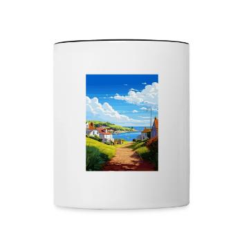 Portholland Cornwall Vintage voyage affiche WPA Art - Mug contrasté - blanc/noir - Devant