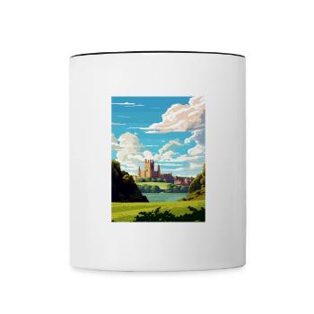 Cardiff Castle Wales Vintage Reiseposter WPA Kunst - Tasse zweifarbig - Weiß/Schwarz - Vorne