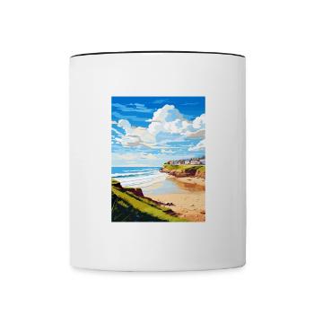 Polzeath Cornwall Vintage voyage affiche Souvenir - Mug contrasté - blanc/noir - Devant