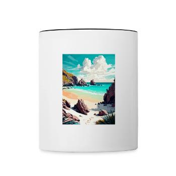 Porthcurno England Vintage Travel Poster Souvenir - Contrasting Mug - white/black - Front