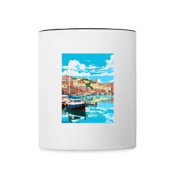 Brixham Angleterre Royaume-Uni Vintage voyage affiche Souvenir - Mug contrasté - blanc/noir - Devant