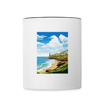 Porthleven Cornwall Vintage voyage affiche Souvenir - Mug contrasté - blanc/noir - Devant