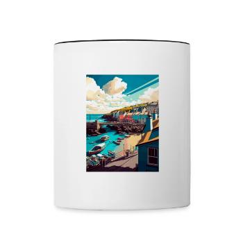 Newquay England Vintage Reiseposter WPA Souvenir - Tasse zweifarbig - Weiß/Schwarz - Vorne