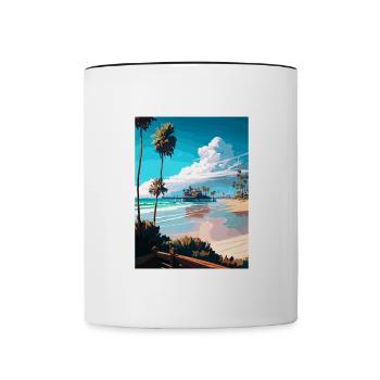 Pacific Beach Kalifornien Vintage Reiseposter WPA - Tasse zweifarbig - Weiß/Schwarz - Vorne
