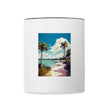 Lovers Key State Park Floride affiche de voyage - Mug contrasté - blanc/noir - Devant