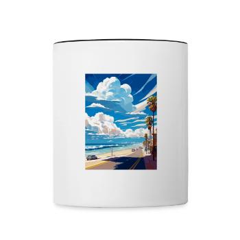 Manhattan Beach Kalifornien Vintage Reiseposter - Tasse zweifarbig - Weiß/Schwarz - Vorne