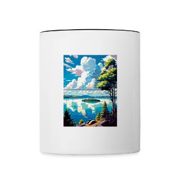Lake Champlain New York State Travel Poster - Contrasting Mug - white/black - Front