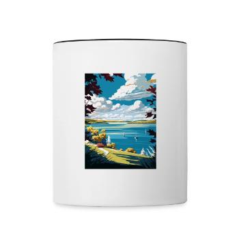 Chautauqua Lake New York State Travel Poster - Contrasting Mug - white/black - Front