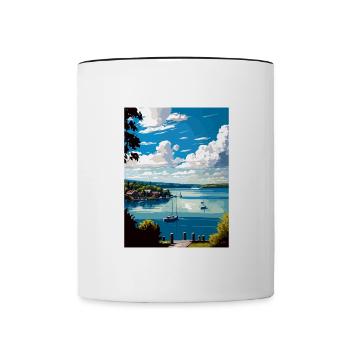 Skaneateles Lake New York State Travel Poster - Contrasting Mug - white/black - Front