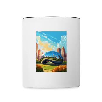 Chicago Illinois Millennium Park Travel Poster - Contrasting Mug - white/black - Front