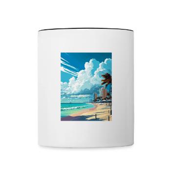 Miami Beach Florida Vintage Reiseposter Souvenir - Tasse zweifarbig - Weiß/Schwarz - Vorne