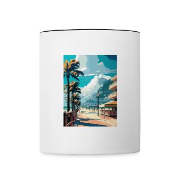 South Beach Florida Vintage Reiseposter Souvenir - Tasse zweifarbig - Weiß/Schwarz - Vorne
