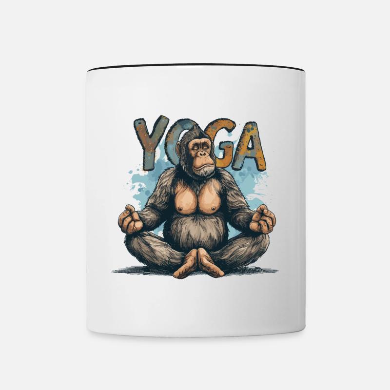 Yoga Monkey Relaxation Chilling Meditation Namaste - Contrasting Mug - white/black
