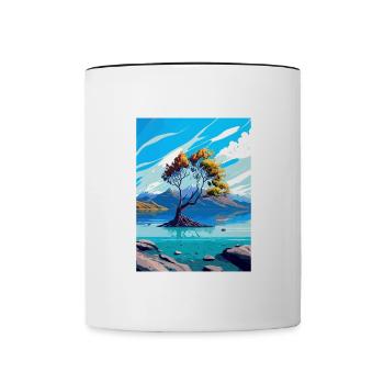Lake Wanaka Neuseeland Vintage Reiseposter WPA - Tasse zweifarbig - Weiß/Schwarz - Vorne