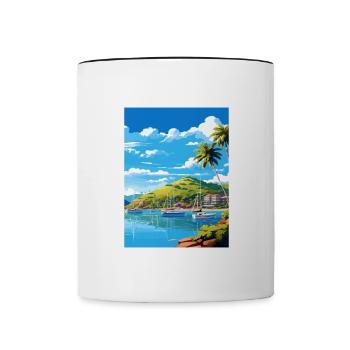 Île Hamilton Australie déco voyage affiche - Mug contrasté - blanc/noir - Devant
