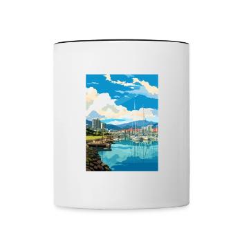 Wellington Waterfront New Zealand Travel Poster - Contrasting Mug - white/black - Front