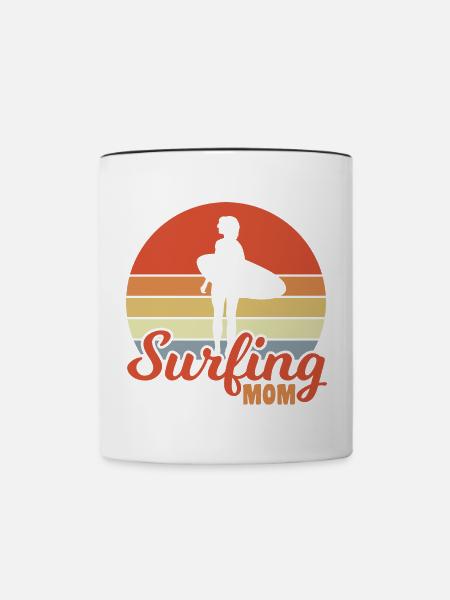 Surfing Mom - Tasse zweifarbig - Weiß/Schwarz