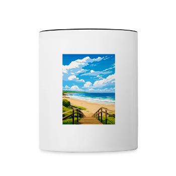 Byron Bay Australie Vintage voyage affiche Souvenir - Mug contrasté - blanc/noir - Devant