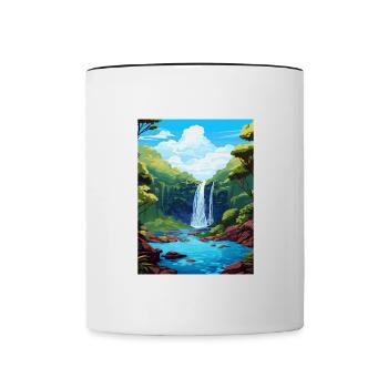 Rio Celeste Wasserfall Vintage Reiseposter WPA - Tasse zweifarbig - Weiß/Schwarz - Vorne