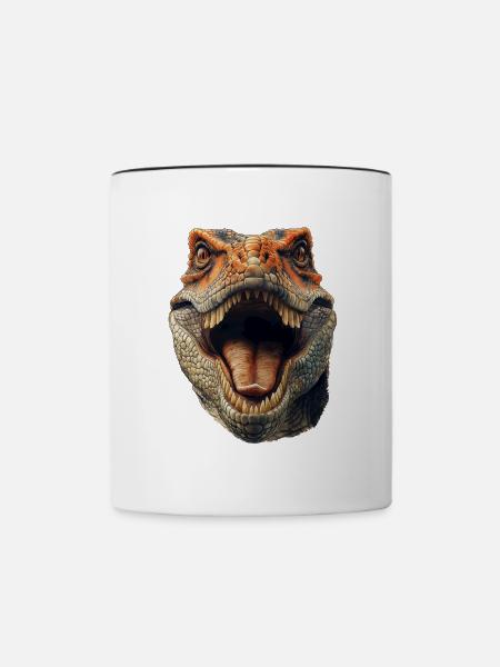 Dinosaurier-Kopf - Tasse zweifarbig - Weiß/Schwarz