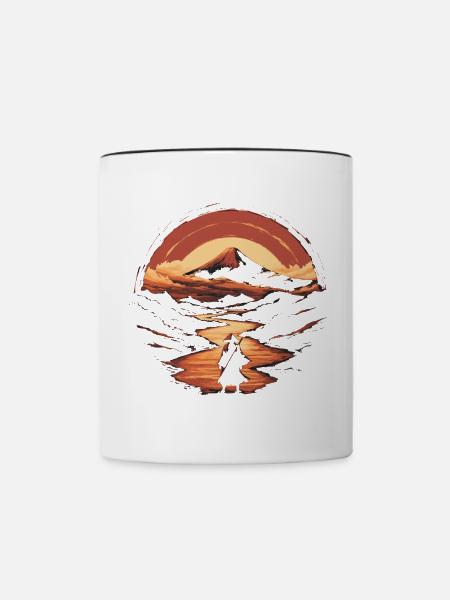Samurai und der Berg Fuji - Tasse zweifarbig - Weiß/Schwarz