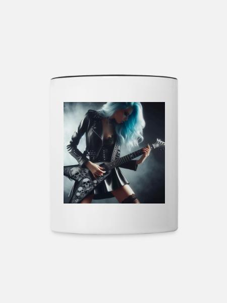 Metaller an der Gitarre - Tasse zweifarbig - Weiß/Schwarz
