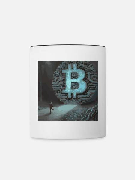 Futuristische Bitcoin-Wandkunst - Tasse zweifarbig - Weiß/Schwarz