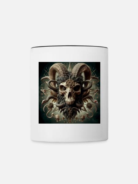 Männlicher Ziegenschädel 3D - Tasse zweifarbig - Weiß/Schwarz