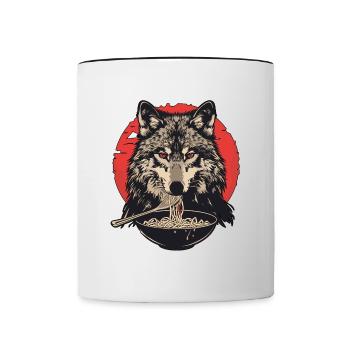 Nouilles ramen loup loup - Mug contrasté - blanc/noir - Devant