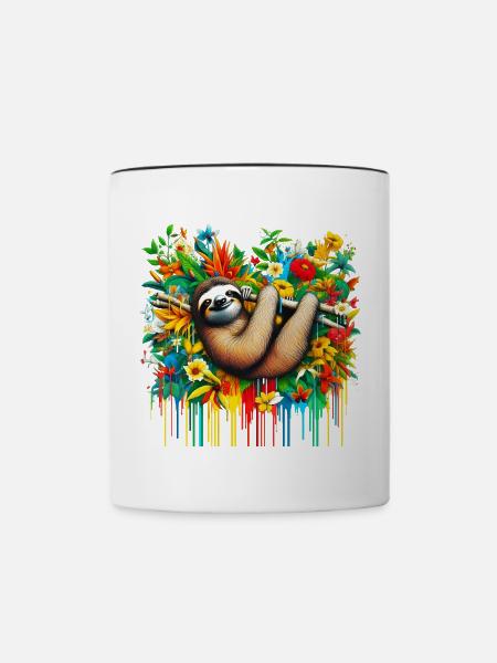 Faultier - Tasse zweifarbig - Weiß/Schwarz