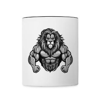 Leo Beast Musculation Muscles - Mug contrasté - blanc/noir - Devant