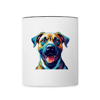 Black Mouth Cur Dog Breed Colorful Cartoon Kawaii - Contrasting Mug - white/black - Front