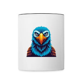 Albatross Colorful Kawaii Cartoon Character Pet - Contrasting Mug - white/black - Front