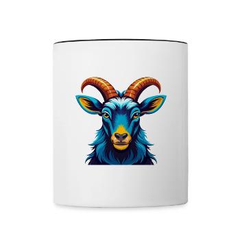 Steinbock Bunte Kawaii Cartoon Figur Clipart - Tasse zweifarbig - Weiß/Schwarz - Vorne