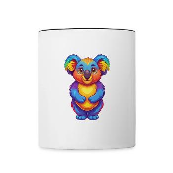 Koala Bunte Kawaii Cartoon Figur Clipart - Tasse zweifarbig - Weiß/Schwarz - Vorne