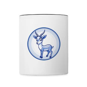 Impala Blau Kawaii Cartoon Figur Clipart Haustier - Tasse zweifarbig - Weiß/Schwarz - Vorne